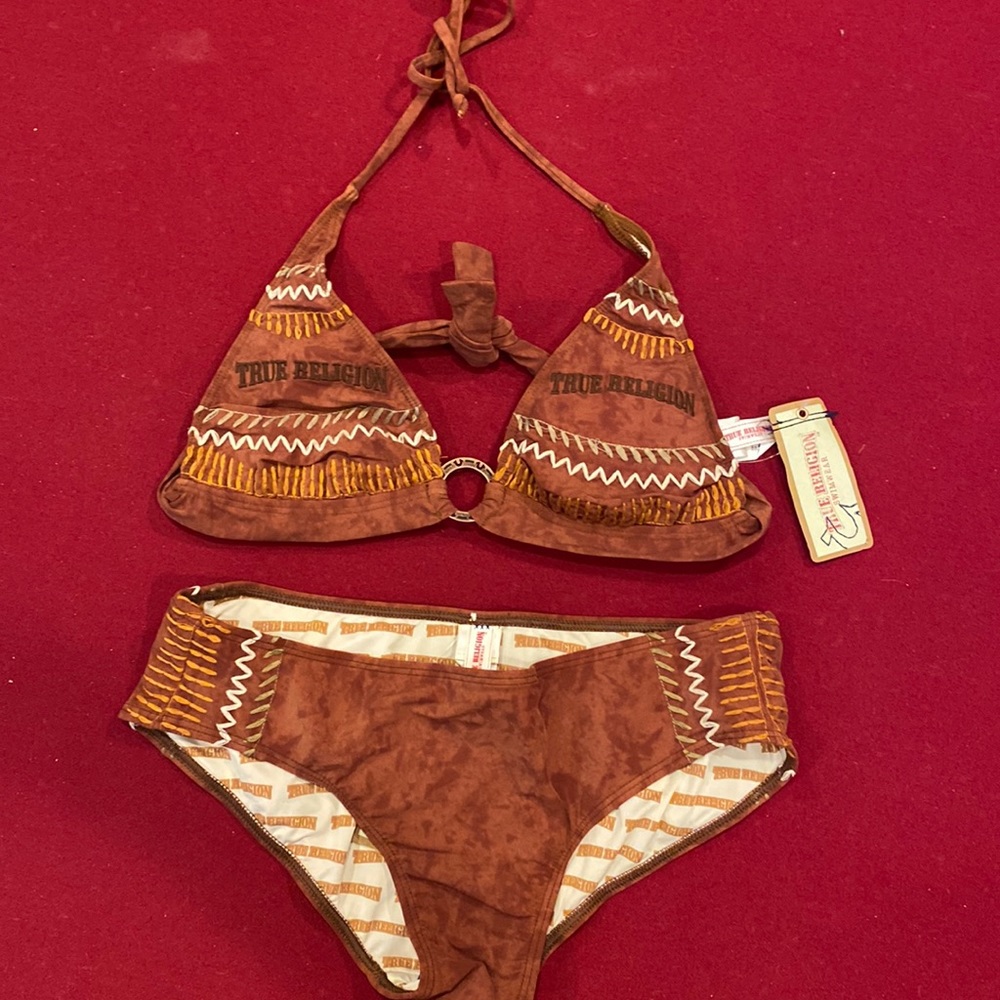 New with tag True religion brown bikini M L